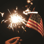 sparkler and flag